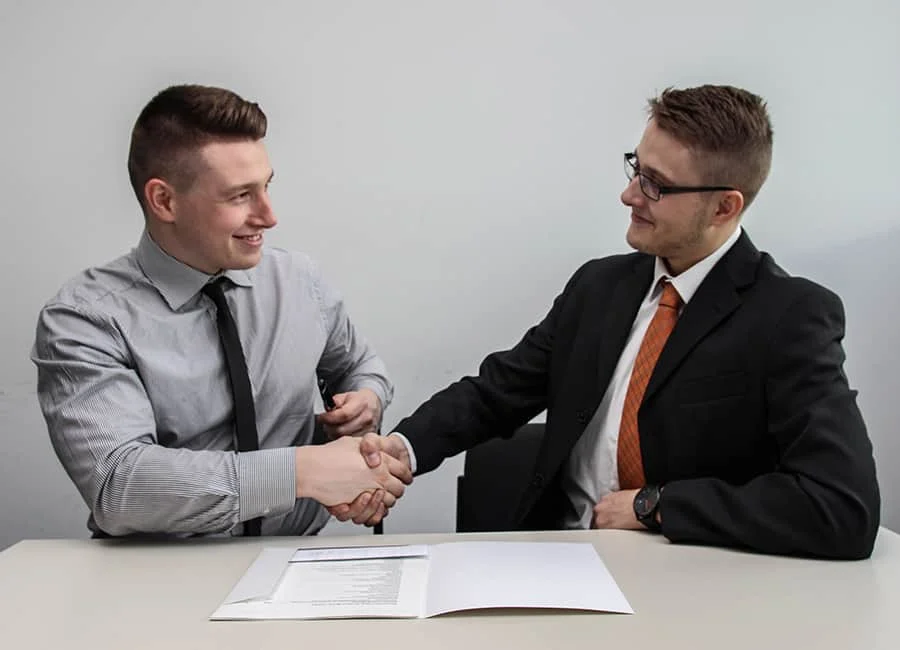 shake hand with client
